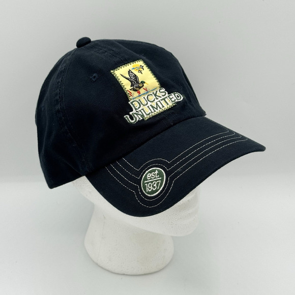 Vintage Ducks Unlimited Embroidered Mallards Cotton Strapback Hat Cap Navy Blue - Picture 1 of 7